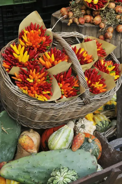 Framed Print : Chillies. Campo de Fiori food market. Rome, Italy