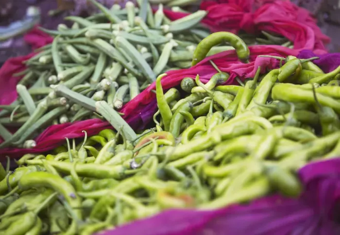 Framed Print : Chillies at market, Bundi, Rajasthan, India