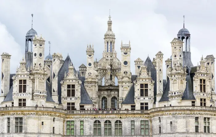 Framed Print : Chimneys and towers of Chateau de Chambord, the largest chateau in the Loire Valley