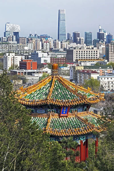 China, Beijing, elevated view over the city skyline from Jingshan Park