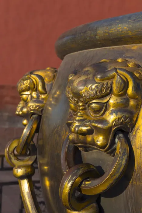 Framed Print : China, Beijing, Forbidden City, Hall of Supreme Harmony, Water Vat detail Framed Print : China, Beijing, Forbidden City, Hall of Supreme Harmony, Water Vat detail