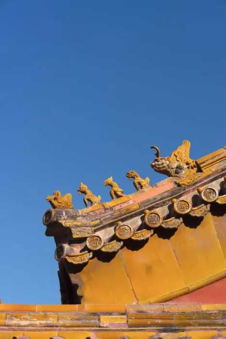 Framed Print : China, Beijing, Forbidden City, ceramic roof detail