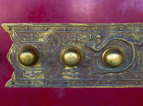 China, Beijing, Forbidden City, Gate of Supreme Harmony, Door details