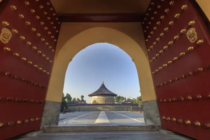 Framed Print : China, Beijing, Paradise temple in Tiantan park at sunrise