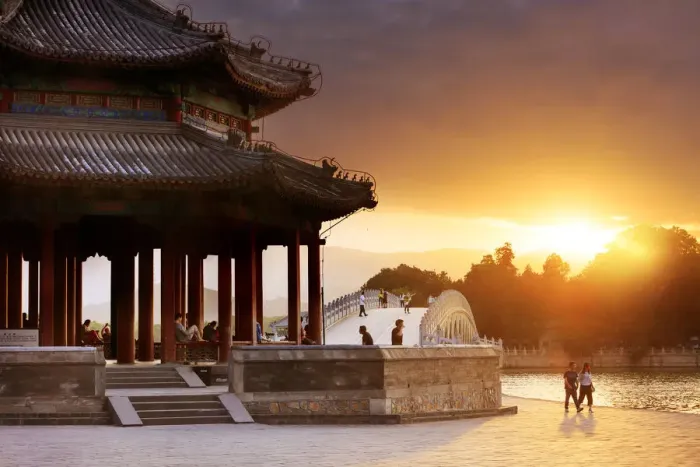 Framed Print : China, Beijing, the Summer Palace, Seventeen Arches Bridge