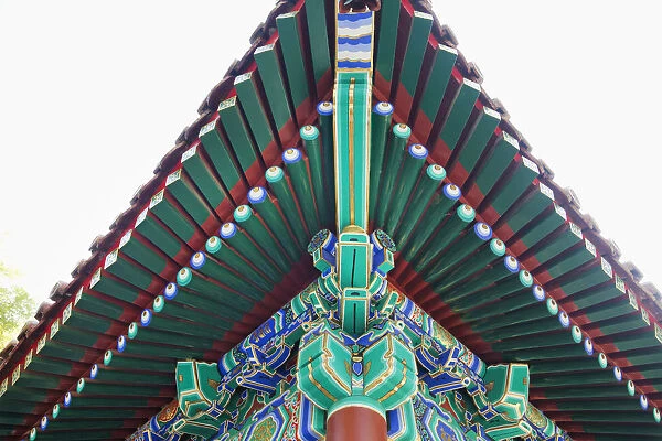China, Beijing, Tibetan Lama Temple or Yonghe Gong, Roof Detail