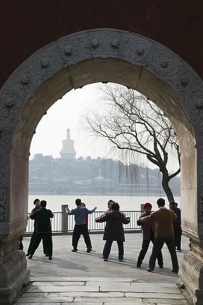 China, Beijing, Xicheng District, Behai Park, Outdoor Dancing Class