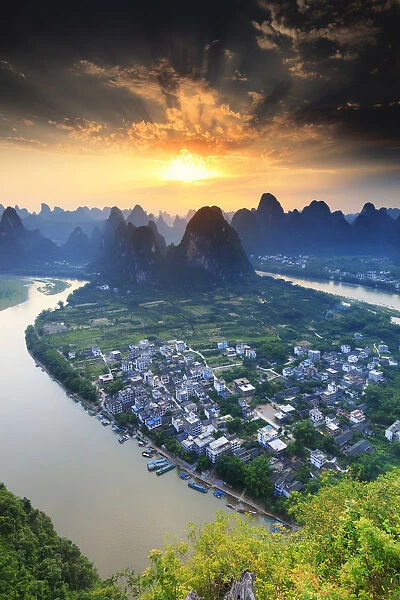 China, Guangxi province, Xingping village along River Li