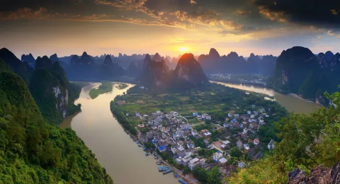 Framed Print : China, Guangxi province, Xingping village along River Li
