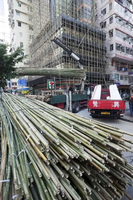 Framed Print : China, Hong Kong, Bamboo Scaffolding