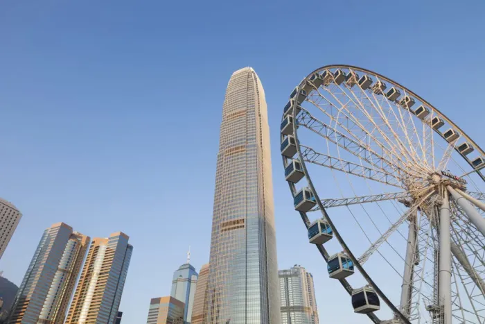 Framed Print : China, Hong Kong, Central, Hong Kong Observation Wheel and The International Finance