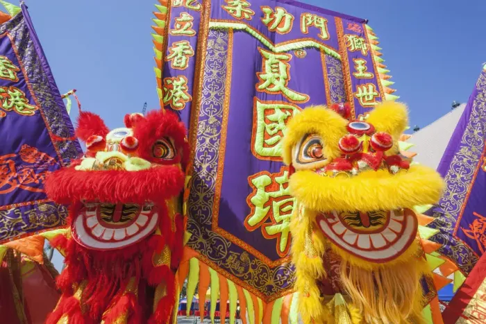 Framed Print : China, Hong Kong, Chinese Lion Dance Costumes Framed Print : China, Hong Kong, Chinese Lion Dance Costumes