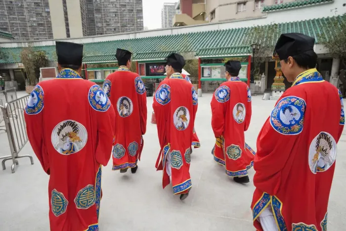 Framed Print : China, Hong Kong, Kowloon, Wong Tai Sin, Wong Tai Sin Temple, Taoist Priests in Ceremonial Framed Print : China, Hong Kong, Kowloon, Wong Tai Sin, Wong Tai Sin Temple, Taoist Priests in Ceremonial