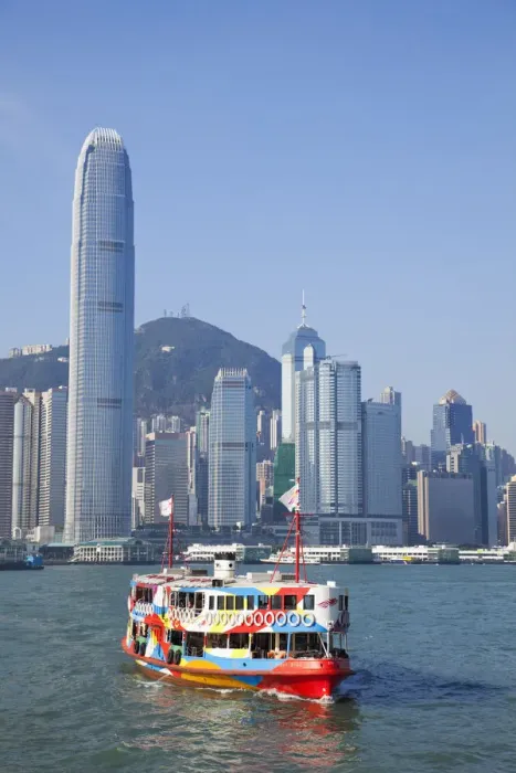 Framed Print : China, Hong Kong, Star Ferry and City Skyline Framed Print : China, Hong Kong, Star Ferry and City Skyline