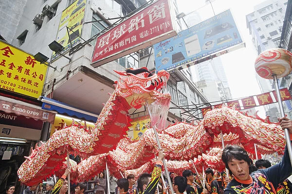 China, Hong Kong, Tai Kok Tsui Temple Fair, Dragon Dance