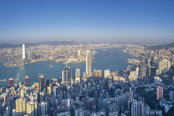 China, Hong Kong, Victoria Harbour and Hong Kong Island skyline