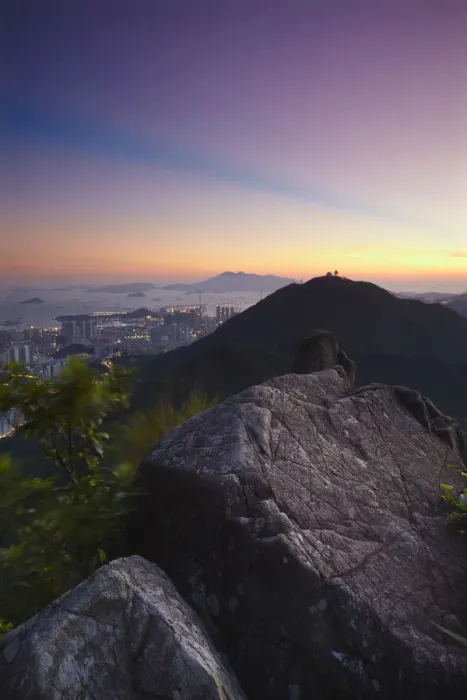 Framed Print : China, Hong Kong, View Of Beacon Hill And Lantau Island From Lion Rock