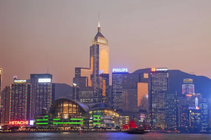 Framed Print : China, Hong Kong, Wanchai area Skyline Framed Print : China, Hong Kong, Wanchai area Skyline