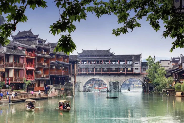 Framed Print : China, Hunan province, Fenghuang, riverside houses Framed Print : China, Hunan province, Fenghuang, riverside houses