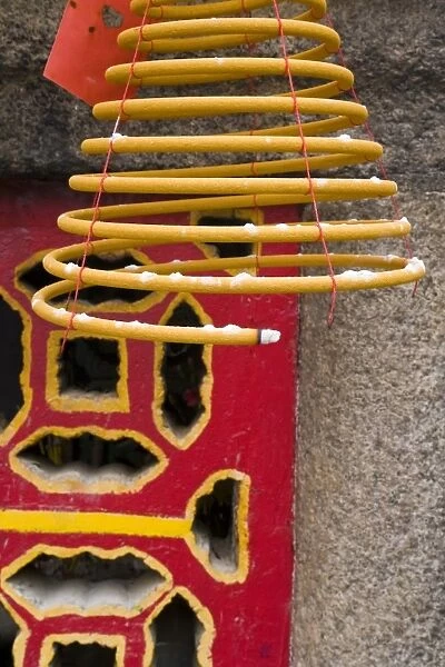 China, Macau, The A Ma Temple, huge hanging incense coils - detail