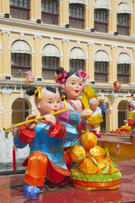 Framed Print : China, Macau, Senado Square with Display of Chinese New Year Decorations Framed Print : China, Macau, Senado Square with Display of Chinese New Year Decorations