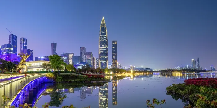 Framed Print : China Resources Building and skyline at dusk, Shenzhen Bay, Shenzhen, Guangdong, China Framed Print : China Resources Building and skyline at dusk, Shenzhen Bay, Shenzhen, Guangdong, China