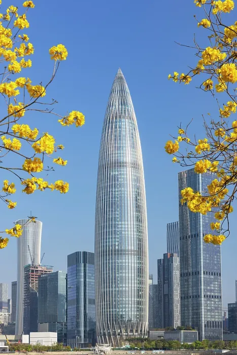 Framed Print : China Resources Building and skyline from Talent Park, Shenzhen Bay, Shenzhen, Guangdong, China