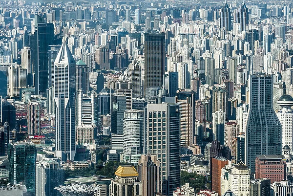 China, Shanghai, Huangpu District, Elevated View
