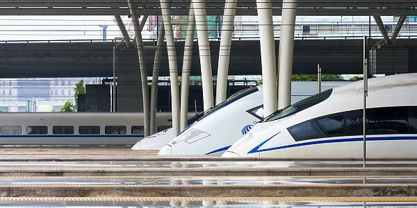 China, Shanghai, Minhang District, Shanghai Hongqiao Railway Station, High speed Trains