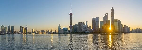 China, Shanghai, Pudong District, Skyline of the Financial District across Huangpu