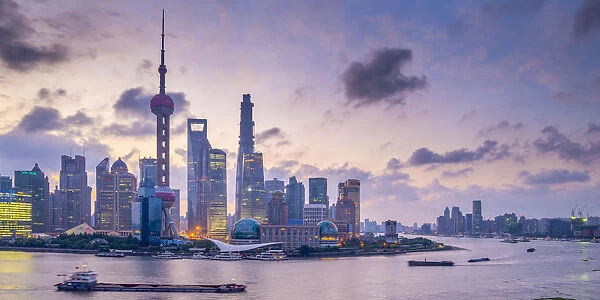 China, Shanghai, Pudong District, Financial District Skyline including Oriental Pearl