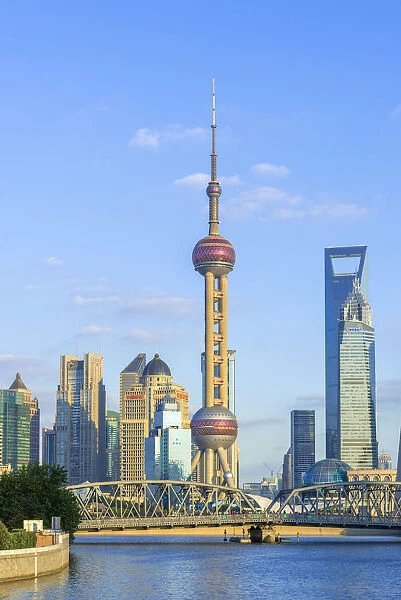 China, Shanghai, Pudong District, Financial District skyline, including Oriental Pearl