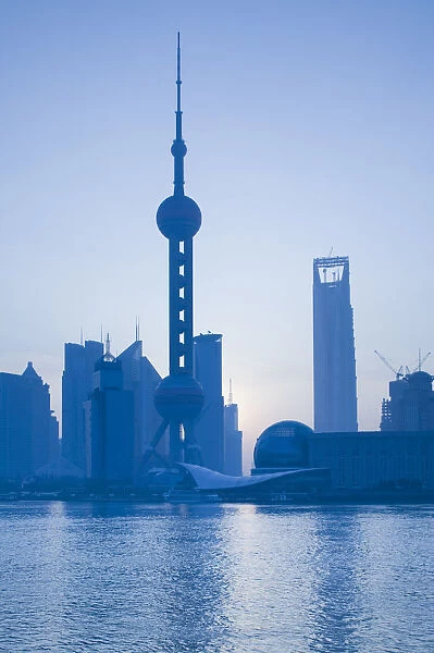 China, Shanghai, Pudong District, Oriental Pearl Tower and Huangpu River