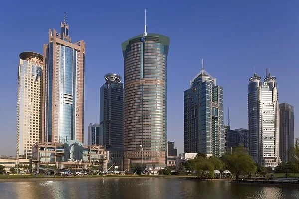China, Shanghai, Pudong skyline, Lujiazui financial district