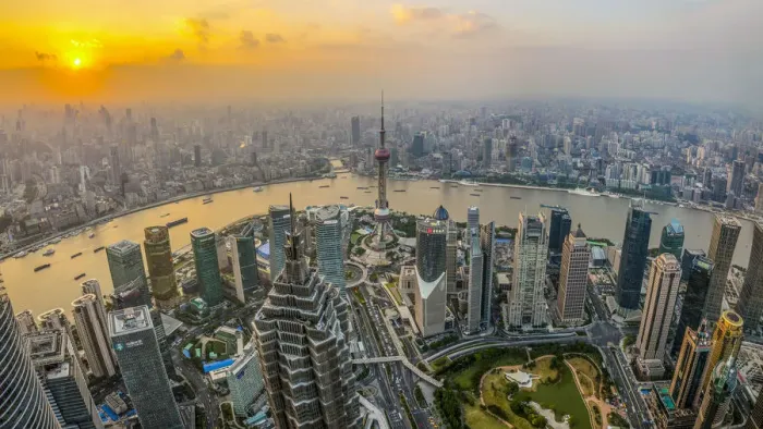 Framed Print : China, Shanghai, View over Pudong Financial District, Huangpu River beyond Framed Print : China, Shanghai, View over Pudong Financial District, Huangpu River beyond