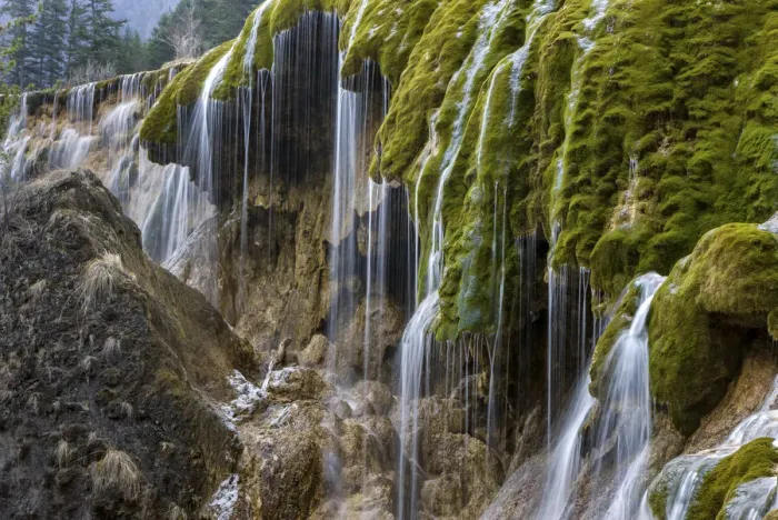 Framed Print : China, Sichuan Province, Jiuzhaigou N. P. -Pearl Shoal Fall