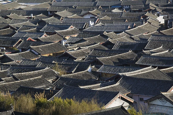 China, Yunnan Province, Lijiang, Lijiang Old Town Rooftops