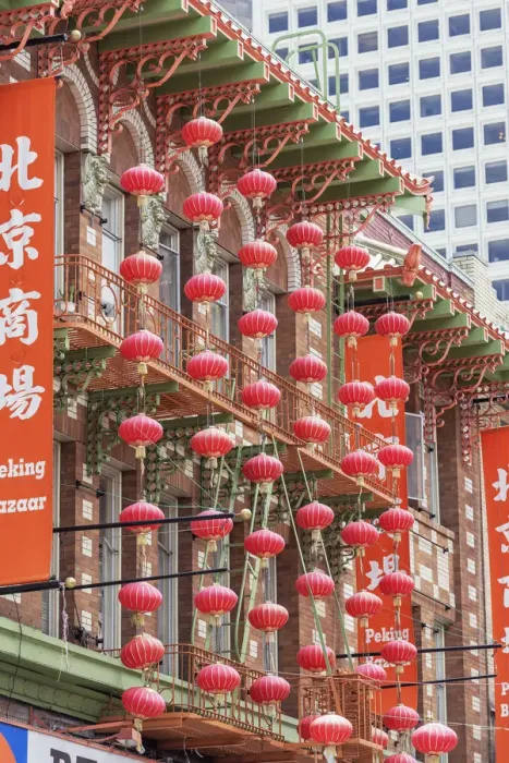 Framed Print : Chinatown decorations, San Francisco. California, USA Framed Print : Chinatown decorations, San Francisco. California, USA