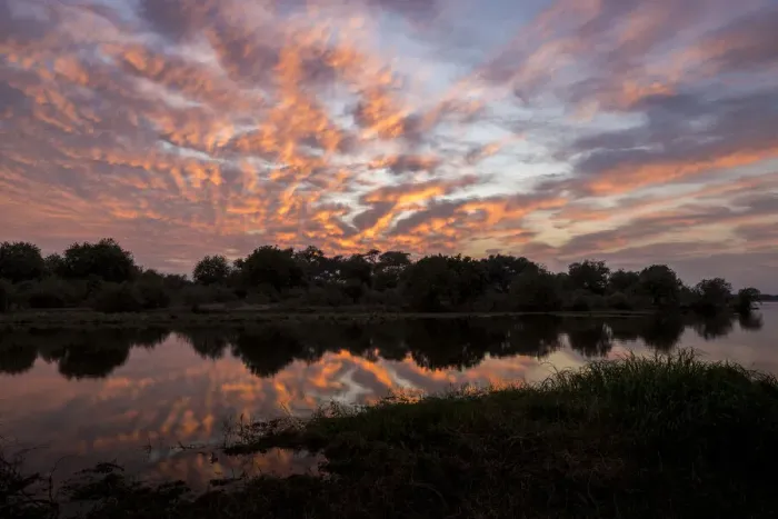 Framed Print : Chongwe River at dawn, Lower Zambezi National Park, Zambia
