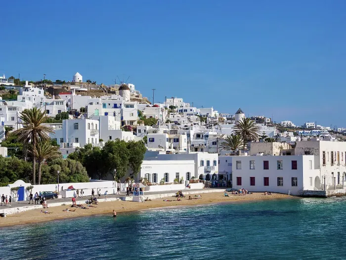 Framed Print : Chora Beach, Mykonos Town, Mykonos Island, Cyclades, Greece Framed Print : Chora Beach, Mykonos Town, Mykonos Island, Cyclades, Greece