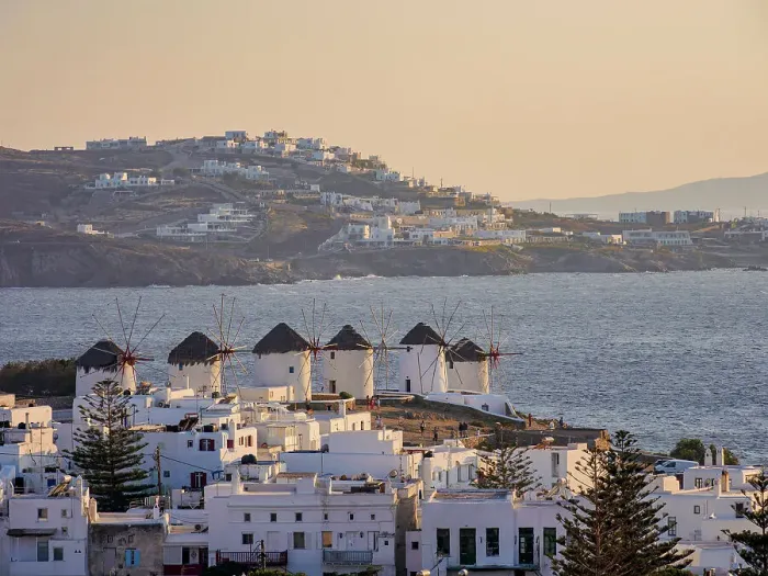 Framed Print : Chora Windmills, elevated view, Mykonos Town, Mykonos Island, Cyclades, Greece Framed Print : Chora Windmills, elevated view, Mykonos Town, Mykonos Island, Cyclades, Greece