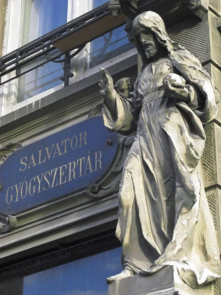 Christ Sculpture on Baroque Apothecarys Shop Wall, Bratislava, Slovenia