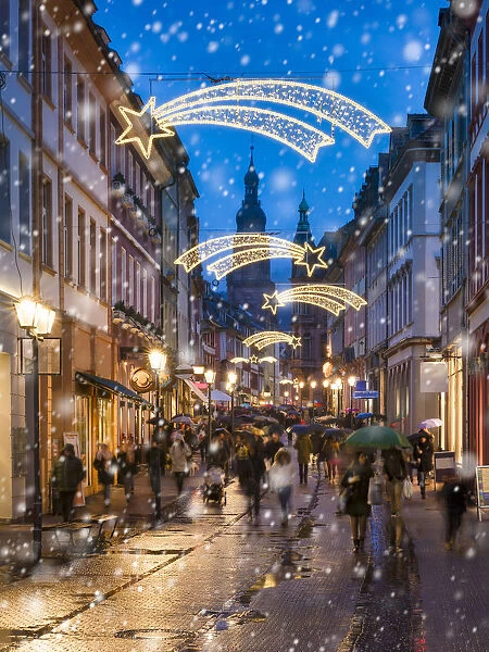 Christmas decoration on the main street in Heidelberg, Baden-WAorttemberg, Germany
