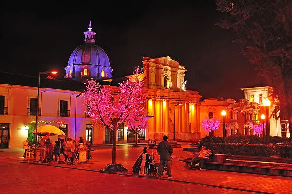 Christmas lights at Plaza Caldas, Popayan, Colombia, South America