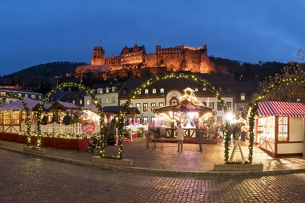 Christmas market on the Karls square in Heidelberg, Baden-Württemberg