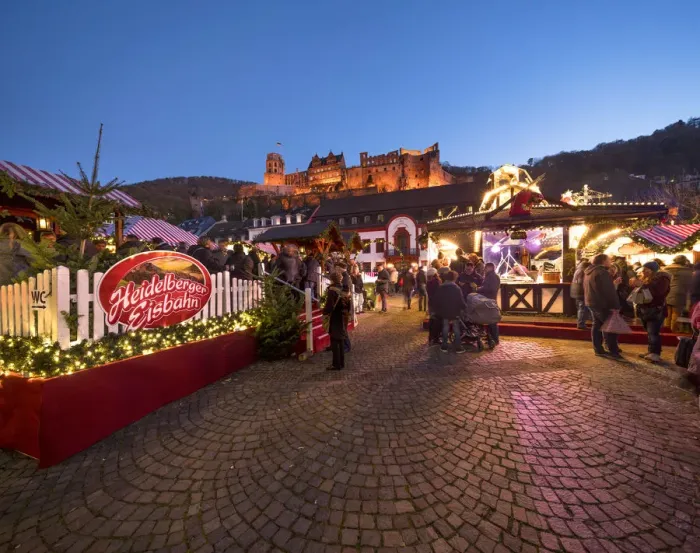 Framed Print : Christmas market at the Karlsplatz in Heidelberg, Baden-Wurttemberg, Germany