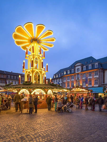 Christmas market at the market place in Heidelberg, Baden-Wurttemberg, Germany