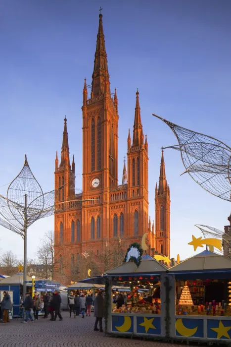 Framed Print : Christmas market and Marktkirche (Market Church), Wiesbaden, Hesse, Germany
