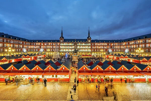 Christmas market at Plaza Mayor, Madrid, Spain