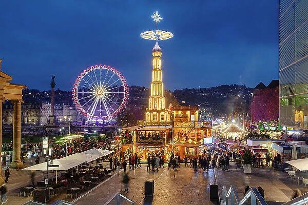 Christmas market, on Schlossplatz square, Stuttgart, Baden-Wurttemberg; Germany